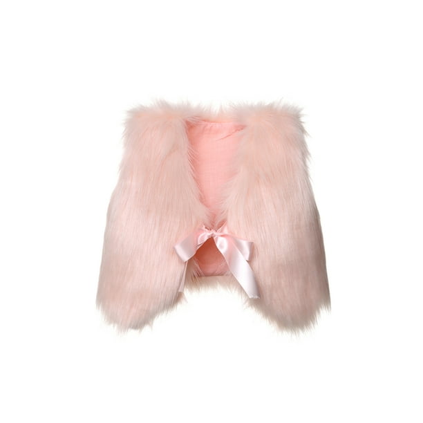 Kids Faux Fur Gilet Vest Waistcoat Warm Wrap Shrug Jacket Coat Child Overcoat